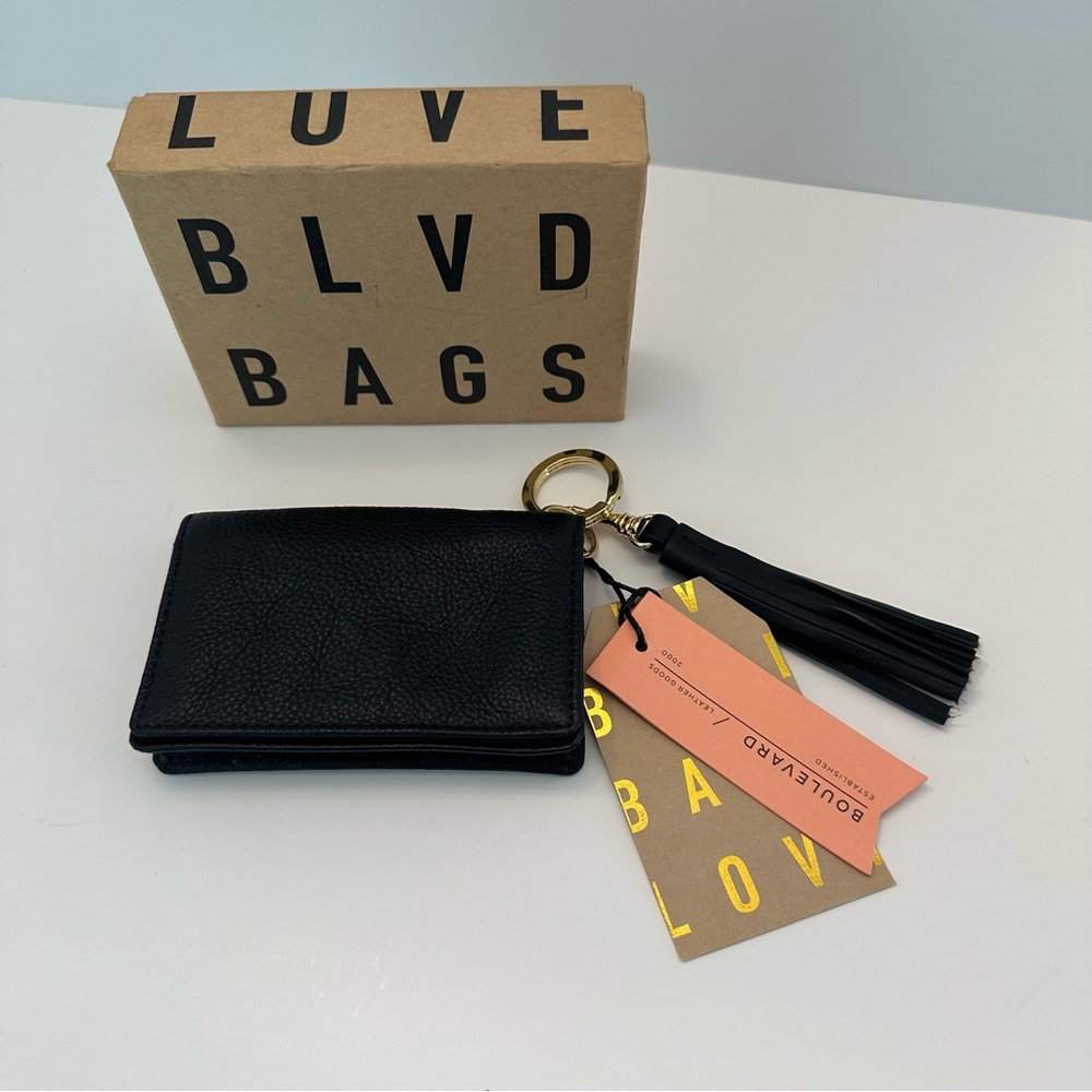 Black Leather Keychain Wallet